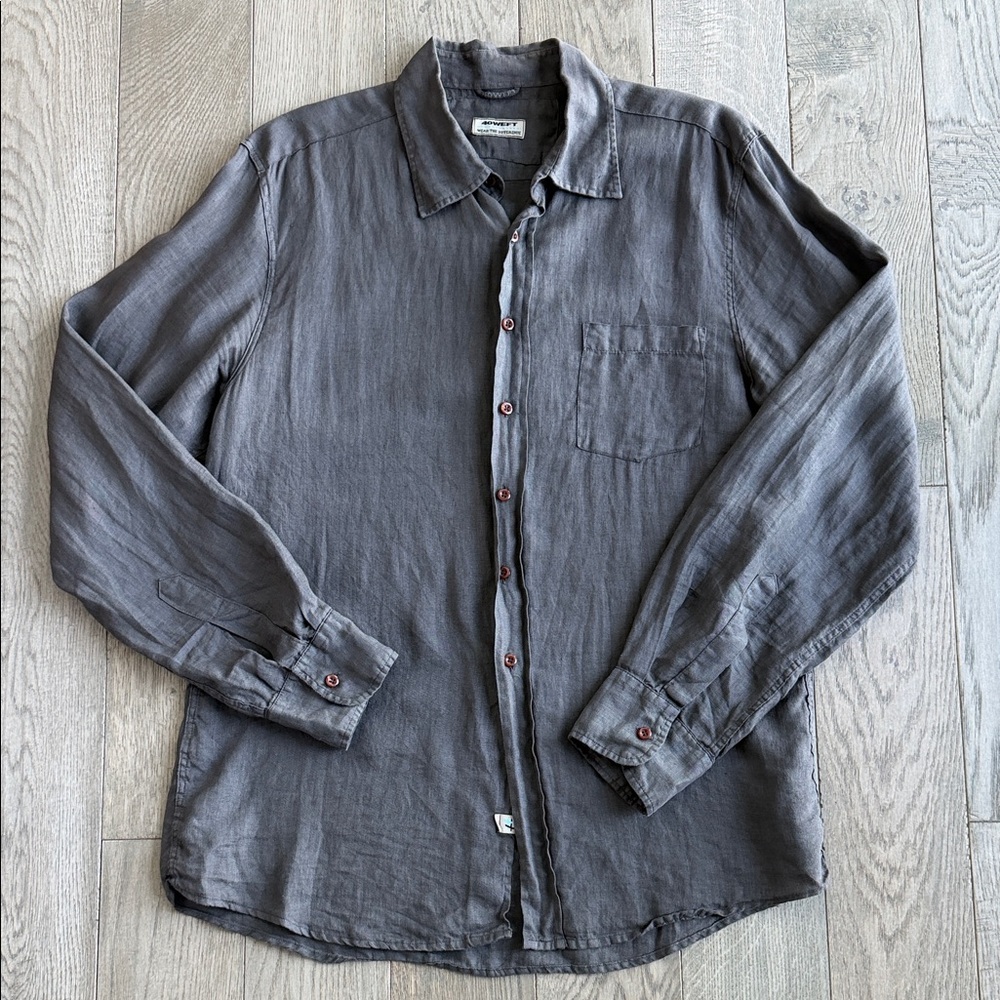 40Weft Linen Chocolate Shirt XL